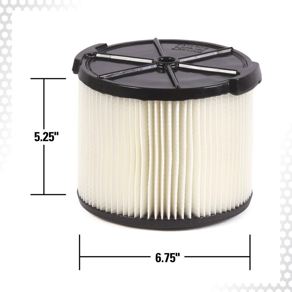 RIDGID Standard Pleated Paper Filter and Wet Application Foam Filter for 3 to 4.5 Gallon RIDGID WetDry Shop Vacuums VF3437