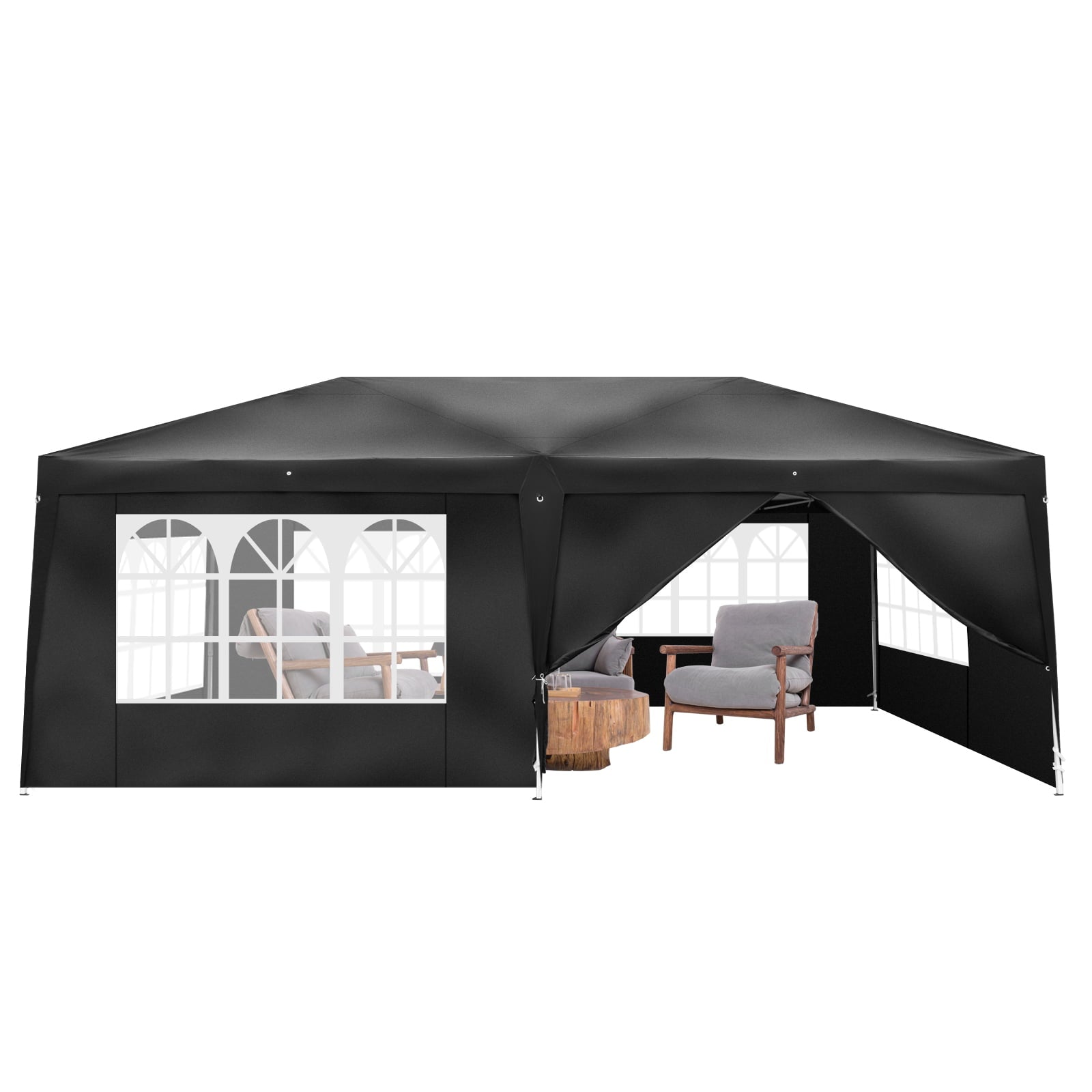 Zimtown Easy Pop up Tent Party Canopy with 6 Walls 10' x 20' Outdoor Black