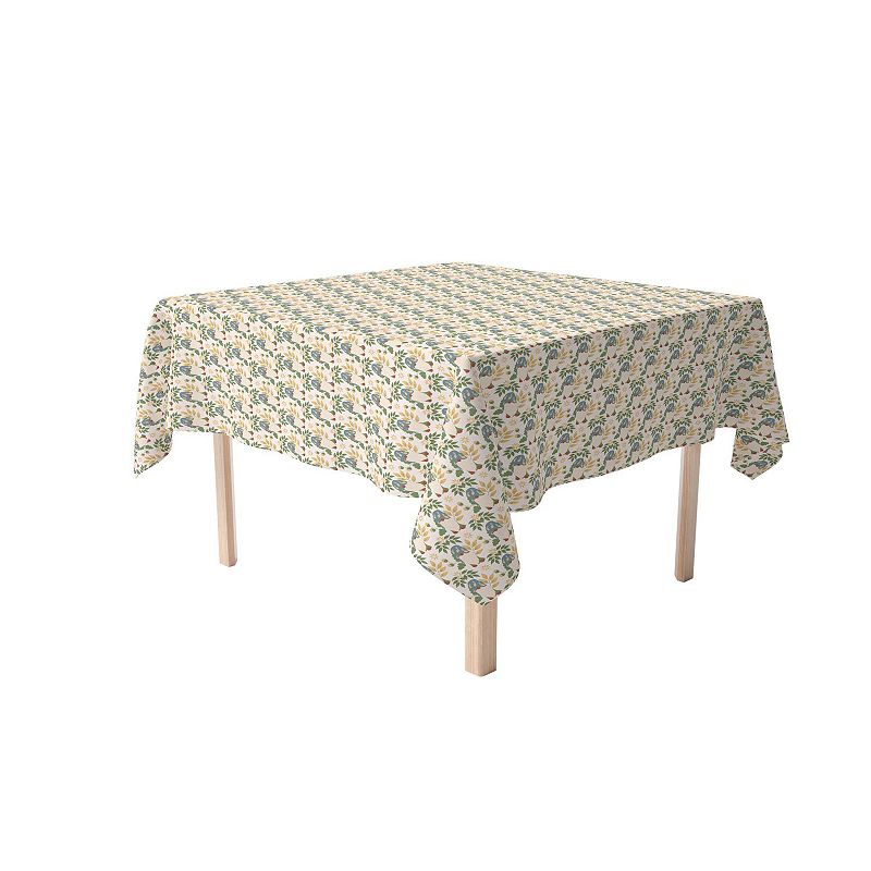 Square Tablecloth， 100% Polyester， 70x70， Cute Gnomes and Flowers