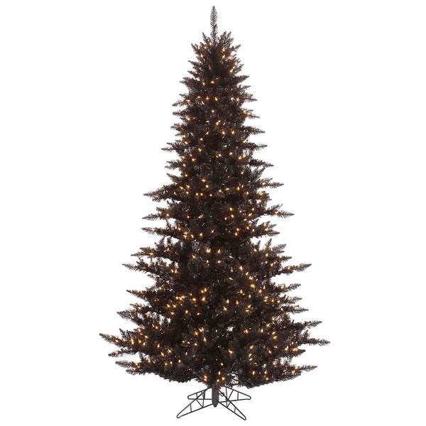 Vickerman 7.5' Black Fir Artificial Christmas Tree，Warm White Duralit LED Lights