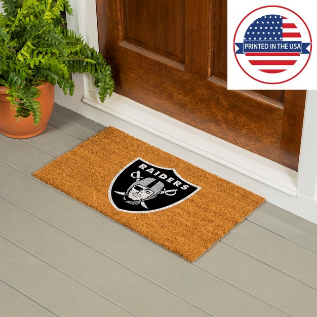 Evergreennfllas Vegas Raiders Logo Natural Coir 28 X 16 Inches Indoor Outdoor Doormat