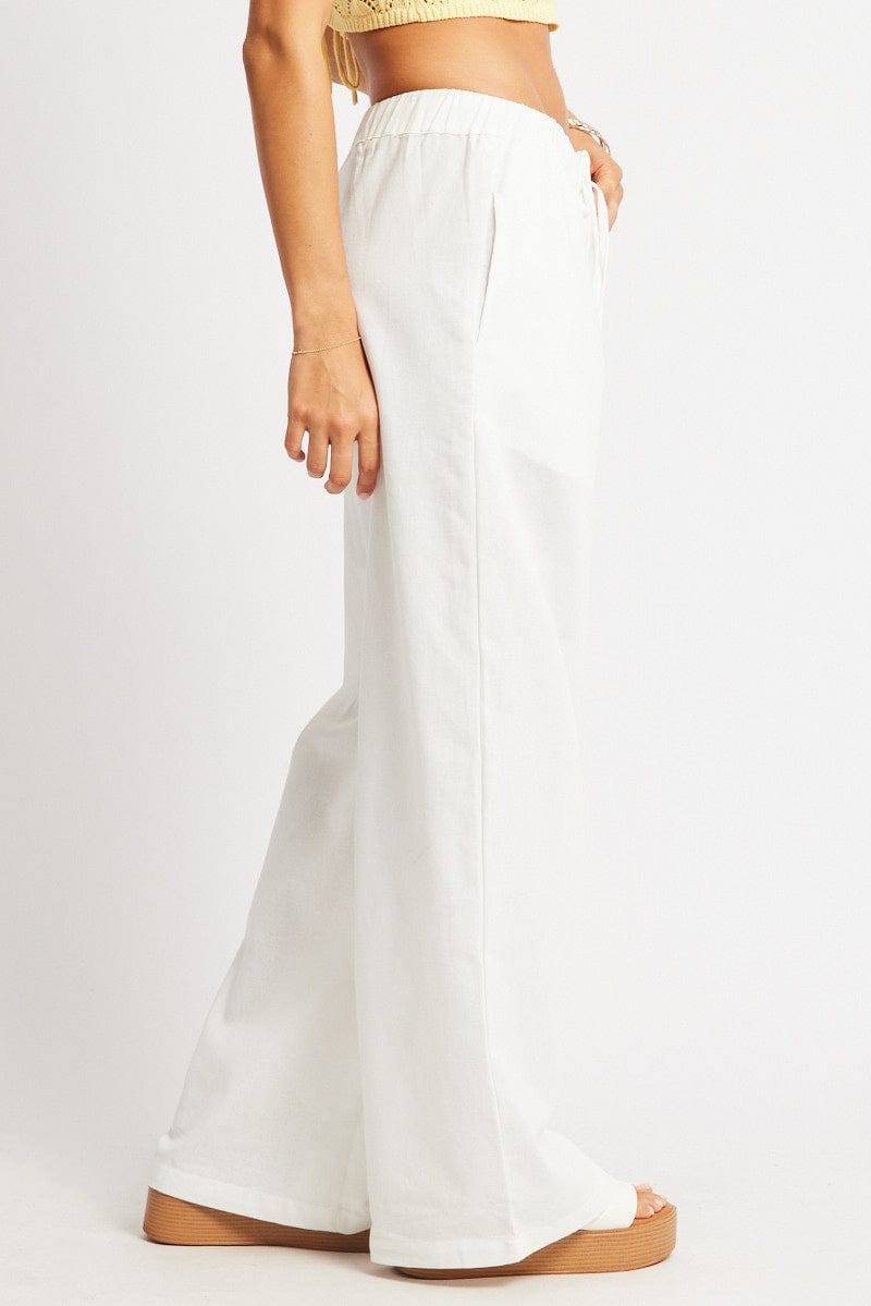 White Wide Leg Pants Elasticated Waist