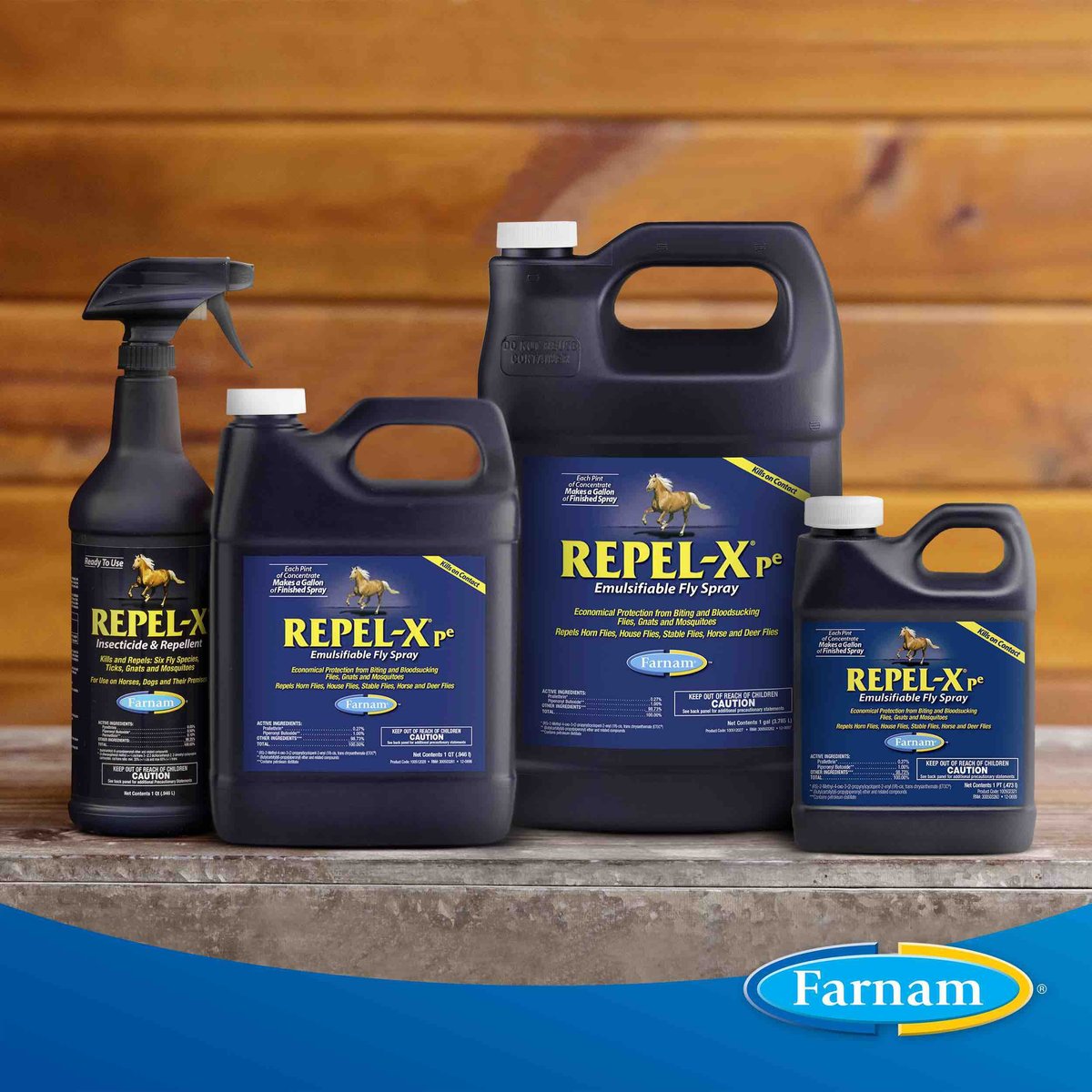 Farnam Repel-X Pe Emulsifiable Fly Repellent Horse Spray， 1-gal jug