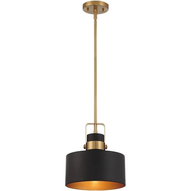 Wide Modern Matte Black Drum Shade Fixture For Dining Room Foyer Kitchen