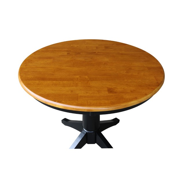 Mark Round Top Pedestal Table Black cherry International Concepts