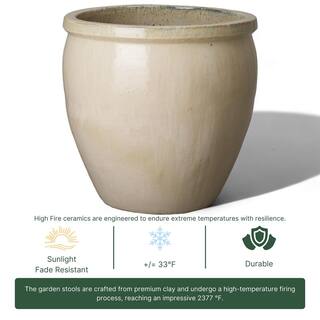 Emissary 26 in. D x 26 in. H White Ceramic Round Planter with Drainage Hole 12040WT-3