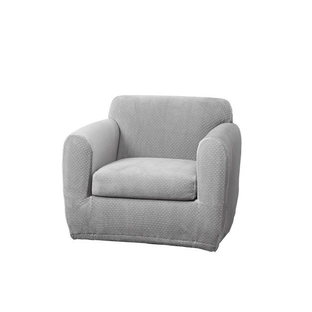 Stretch Modern Block Chair Slipcover Gray Sure Fit