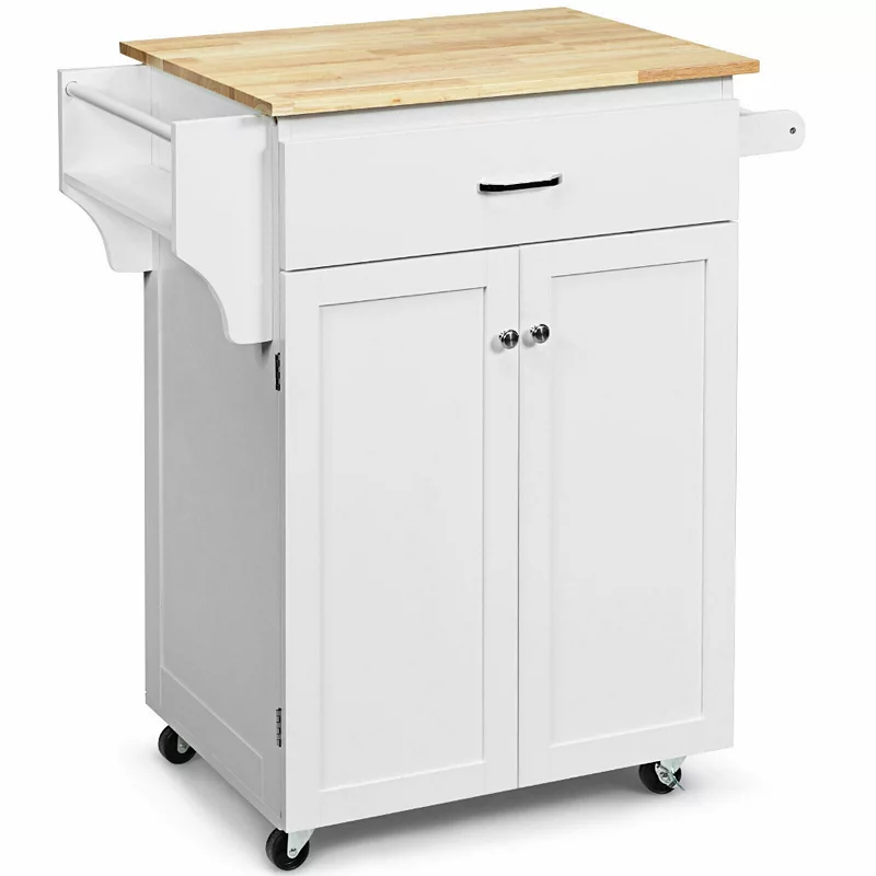 Utility Rolling Storage Cabinet Kitchen Island Cart with Spice Rack