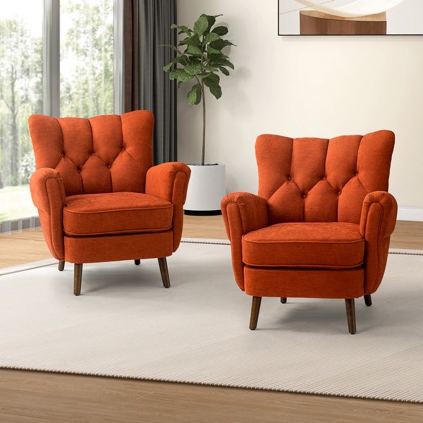 Gira Comfy Living Room Club Chair Set Of 2 with Solid Wood Legs by HULALA HOME