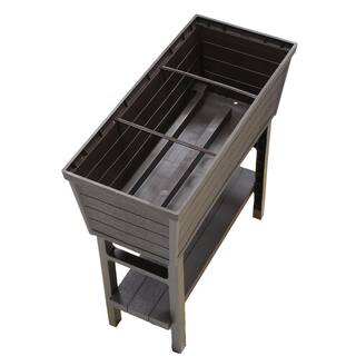 Vigoro 32.25 in. W x 31 in. H Elevated Resin Patio Garden Bed in Brown 999-2200
