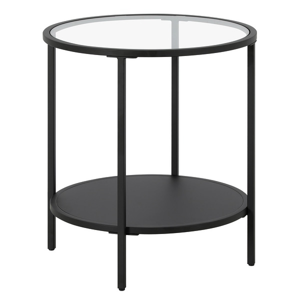 Sivil 20'' Wide Round Side Table with Metal Shelf