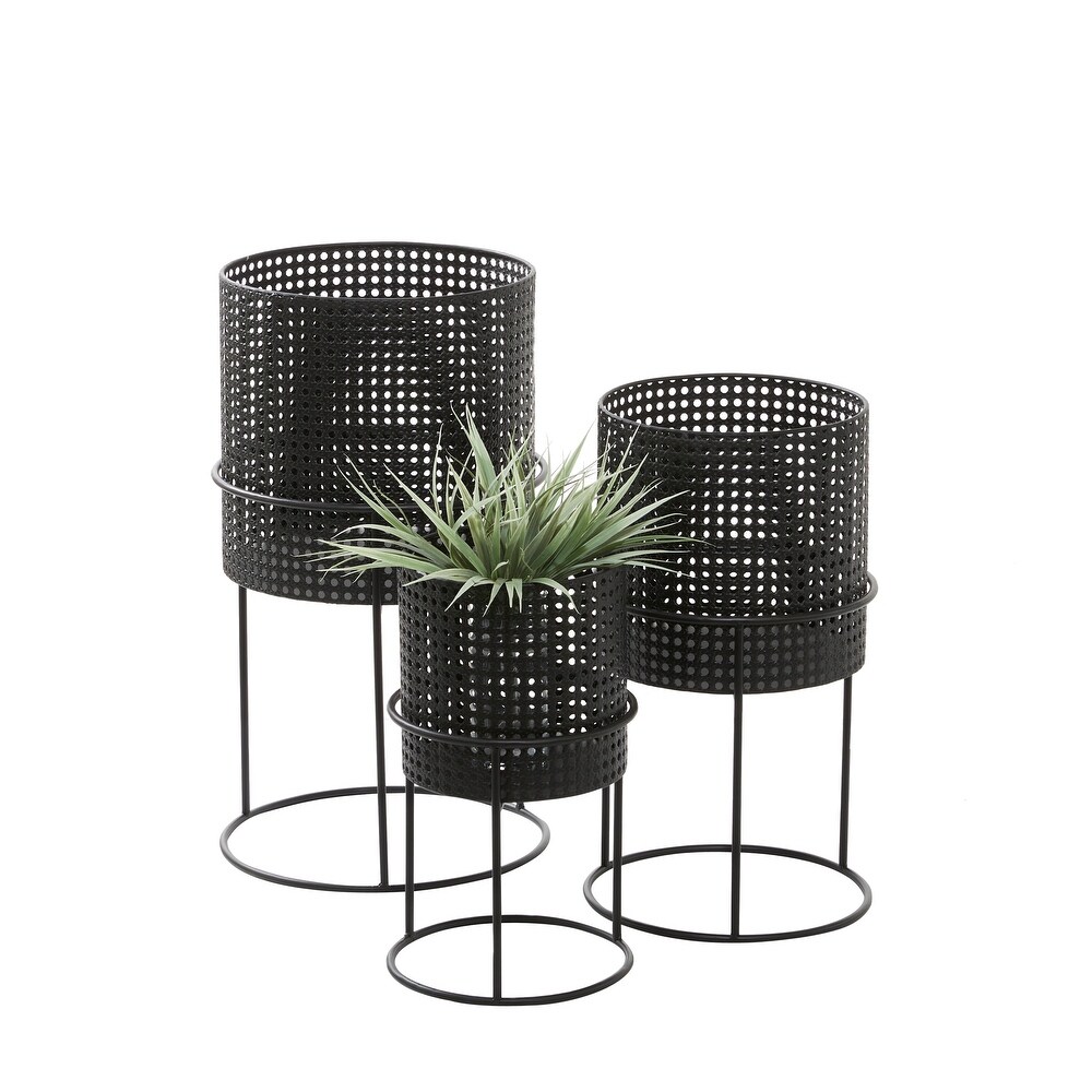 White Black or Gold Basket Style Glam Modern Planter Stands (Set of 3)   S/3 23\