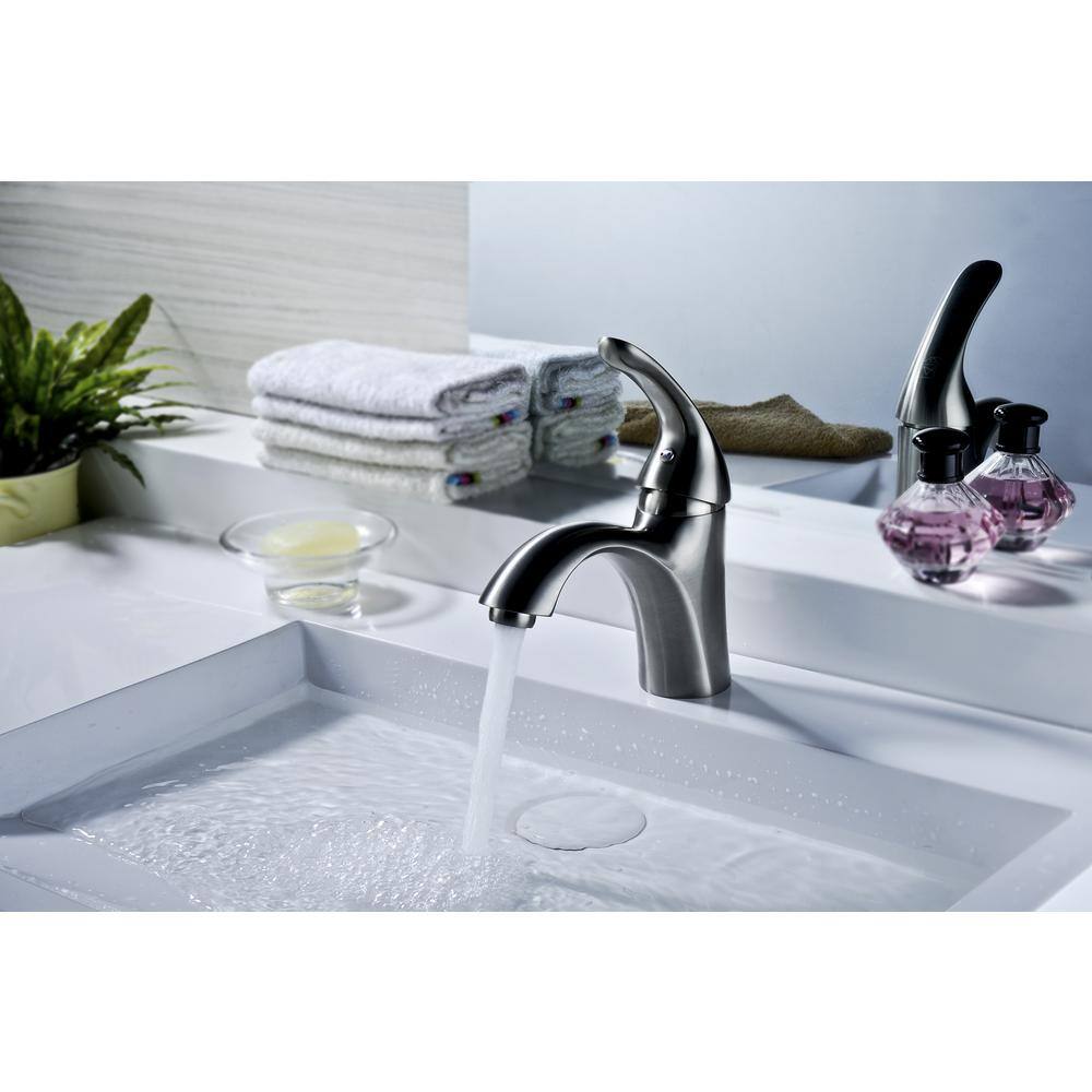 ANZZI Clavier Series Single Hole Single-Handle Mid-Arc Bathroom Faucet in Brushed Nickel L-AZ011BN