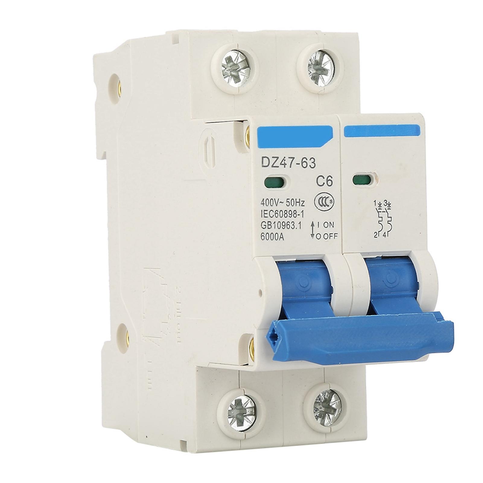 DZ47-63 2 P Mini Circuit Breaker Cutout Switch Breaker 400VAC（6A）