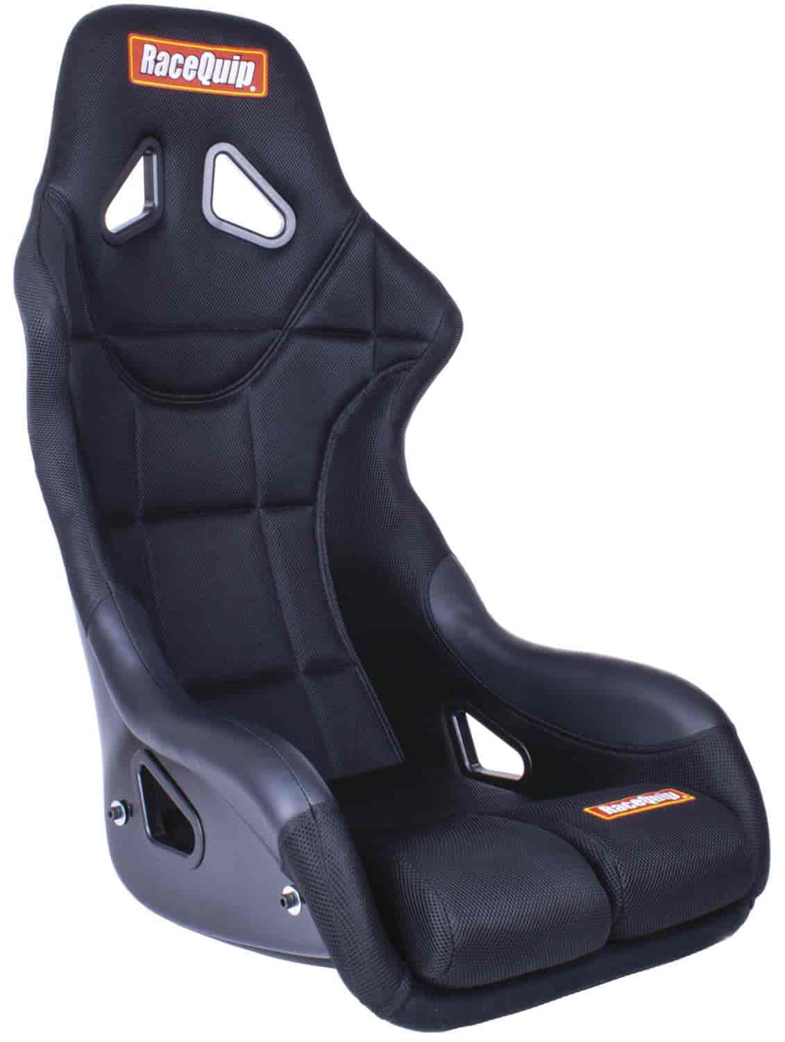 RaceQuip 96886689RQP Seat Non-Reclining FIA 17 in Wide Harness Openings Fiberglass Black Fabric