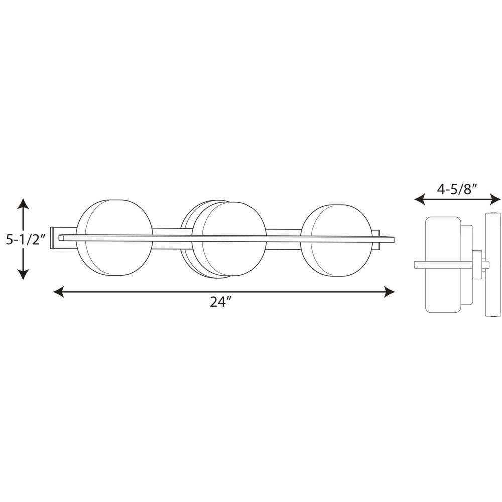 Progress Lighting Volo LED Collection 3-Light Brushed Nickel Etched Opal Glass Mid-Century Modern Bath Vanity Light P300065-009-30