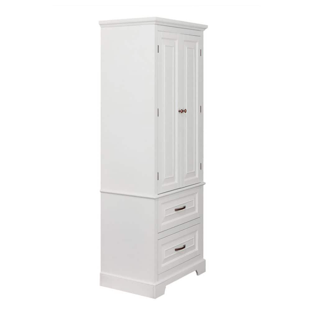 Teamson Home St James 24 in W x 16 in D x 6225 in H White Bathroom Storage Linen Cabinet with 2Door 2Drawer