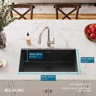 Elkay Quartz Classic Black Quartz 33 in. Single Bowl Undermount Kitchen Sink ELGRU13322BK0