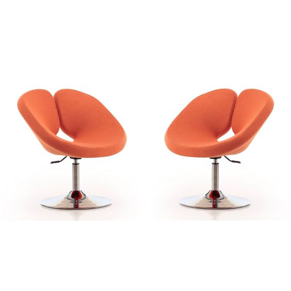 Perch Adjustable Chair in Orange and Polished Chrome (Set of 2)