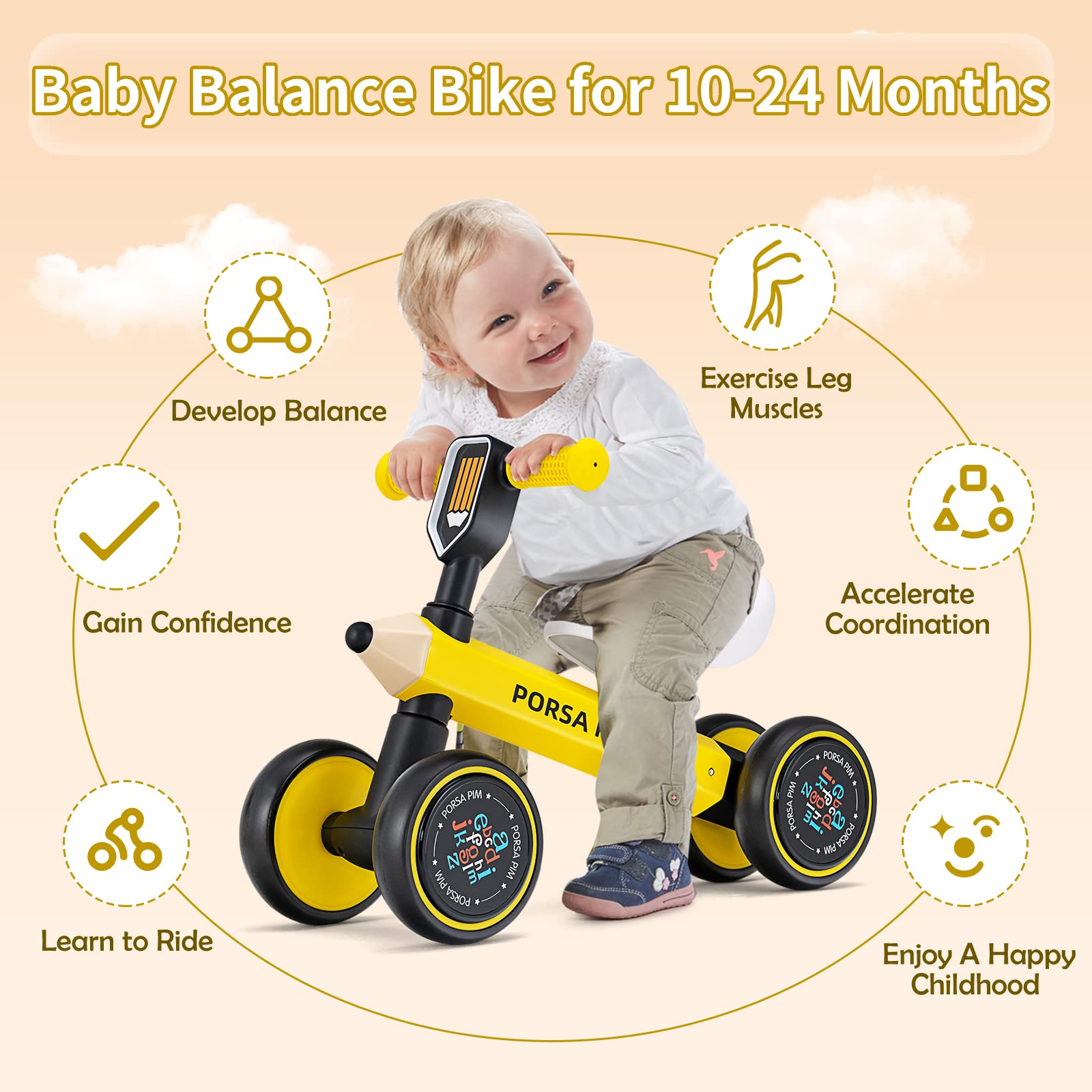 Costzon Toddler Ride On Toy, Baby Balance Bike 10-24 Month Toddler Walker w/ Limited Steering