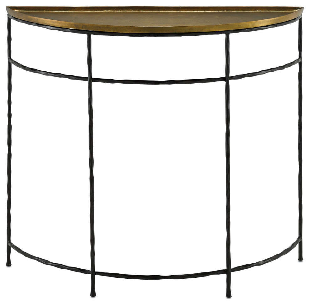 Boyles Brass Demi Lune   Industrial   Console Tables   by HedgeApple  Houzz