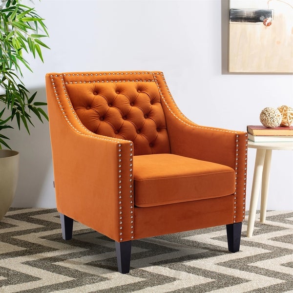 Accent Armchair Living Room Chair with Nailhead Trim Upholstered and Plush Cushion， Leisure Barrel Chair with Solid Wood Legs