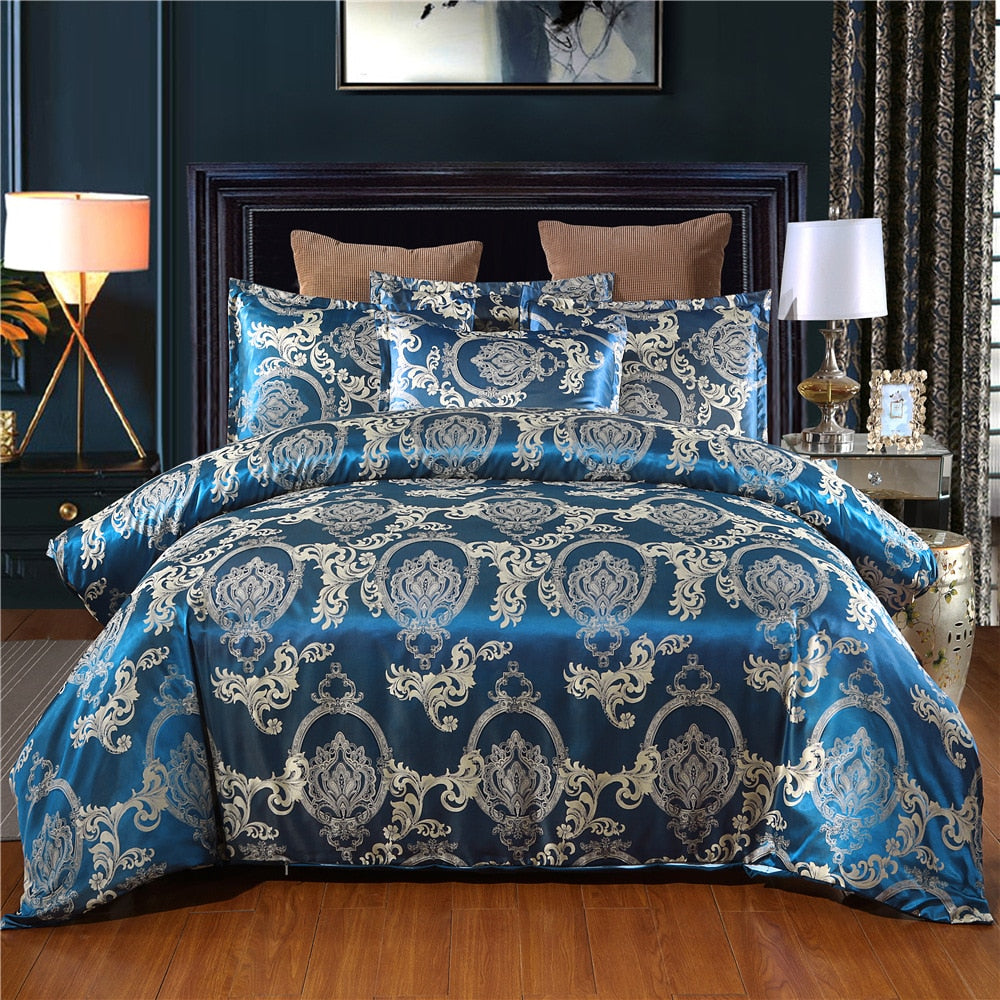 Luxury Bedding Set Satin Jacquard 3pcs  Duvet Cover Set