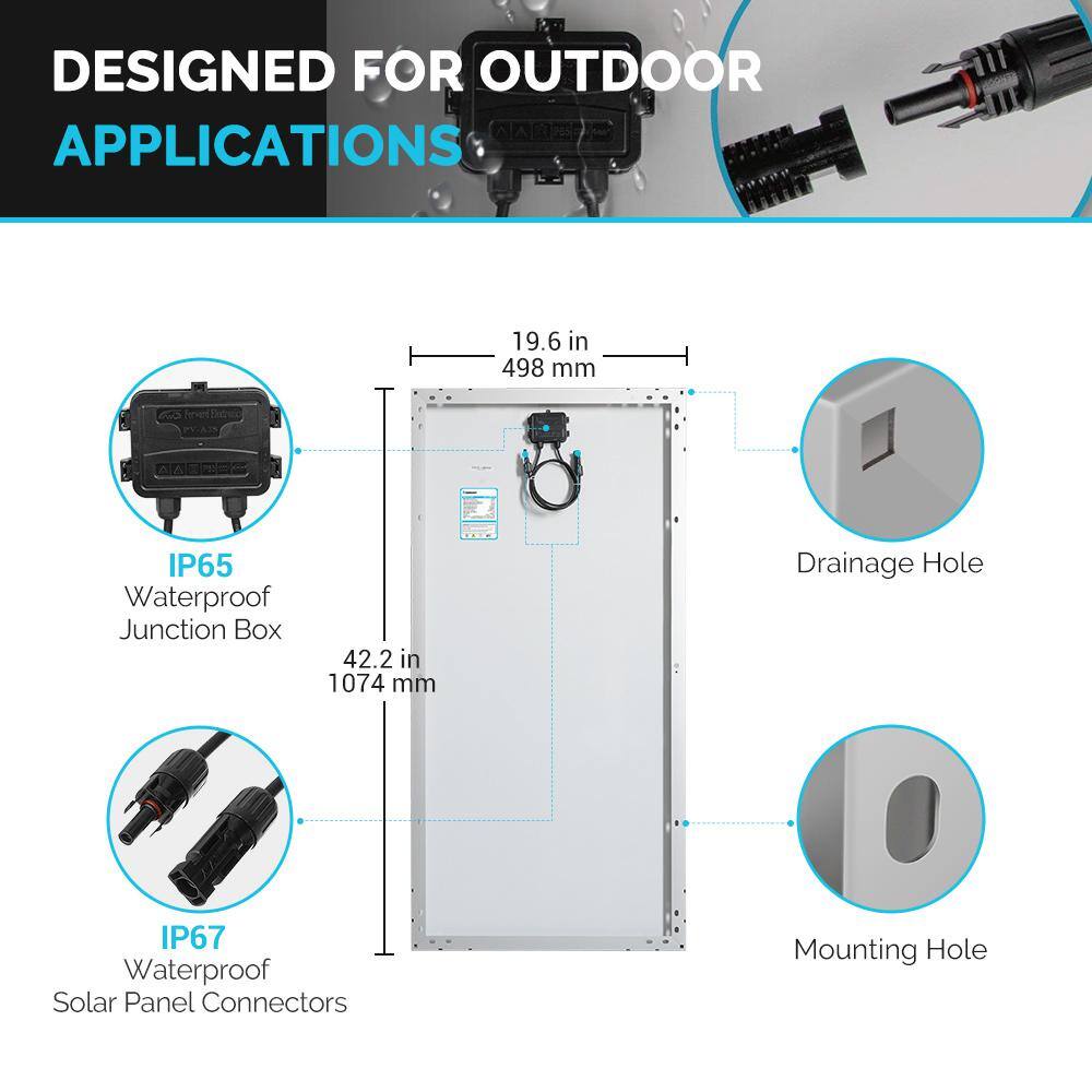 Renogy 200-Watt 12-Volt Monocrystalline Solar Bundle Off-Grid Kit with 30 Amp PWM Charge Controller RNG-KIT-BUNDLE200D-WND30-US