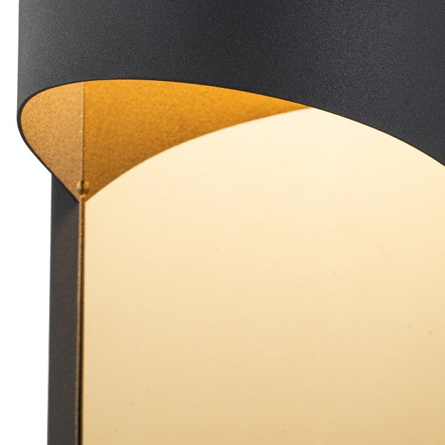 C Cattleya Modern Matte Black Integrated Led Outdoor Wall Light With Gold Stainless Steel Plate Accent