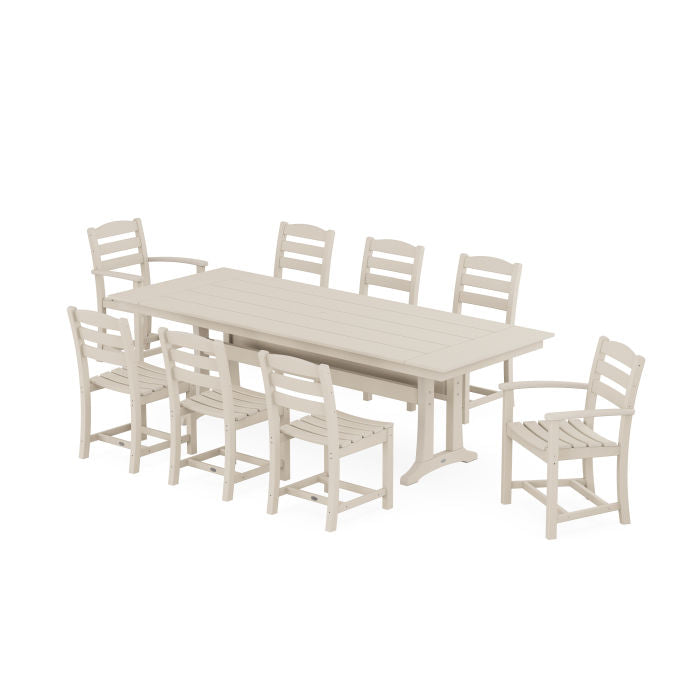 Polywood La Casa Café 9-Piece Farmhouse Dining Set with Trestle Legs PWS1435-1