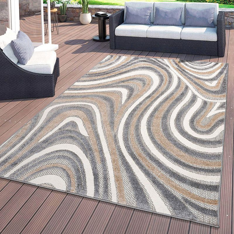 World Rug Gallery Modern Waves Indoor Outdoor Rug