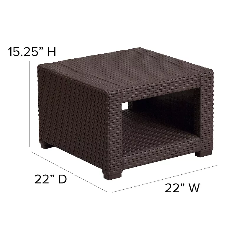 Flash Furniture Faux Rattan End Table