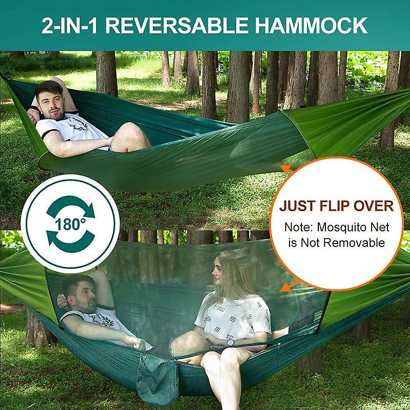 Camping Hammock With Net， Double Parachute Hammock That Holds 500 Lbs Super Lightweight Nylon Hammock For Camping Travel Hiking