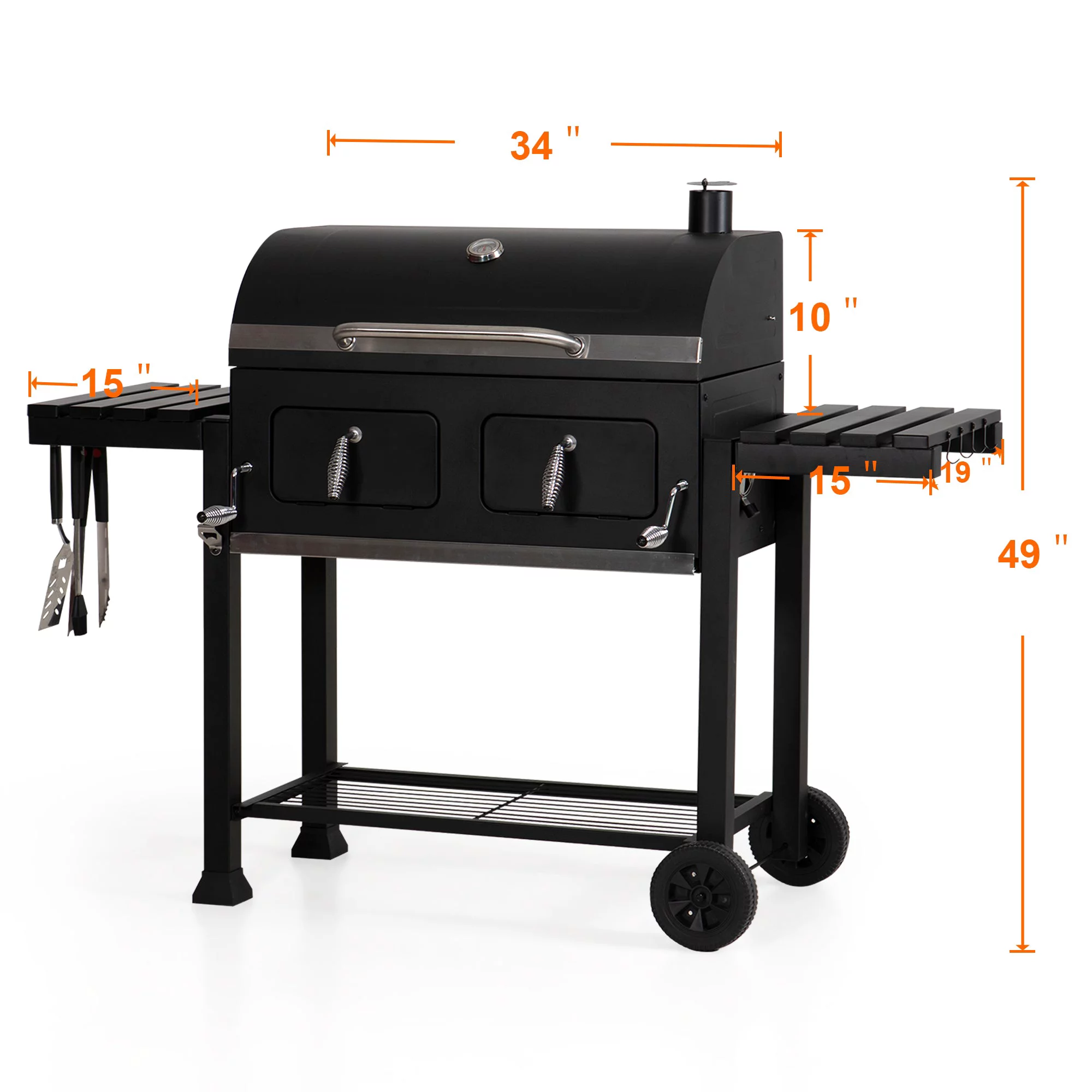 Sophia and William 34-inch BBQ Charcoal Grill Outdoor Portable Barbecue Grill