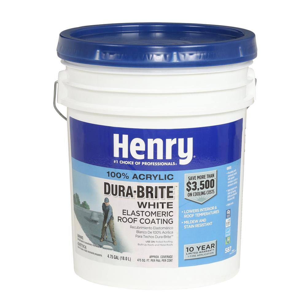 Henry 587 Dura-Brite 100% Acrylic White Elastomeric Roof Coating 4.75 gal. HE587871