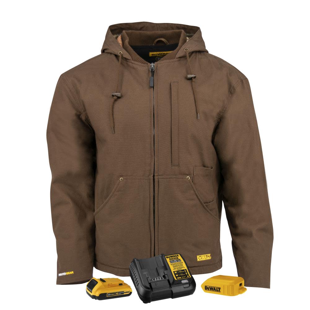 DW Heavy Duty Heated Kit Tobacco Work Jacket Large DCHJ076ATD1-L from DW