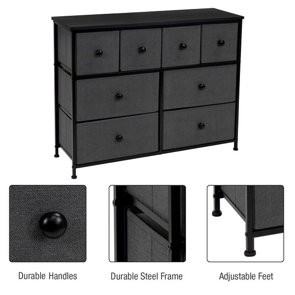 Dresser w/ 8 Drawers - Furniture Storage Chest Tower Unit for Bedroom (Black) - - 35443630