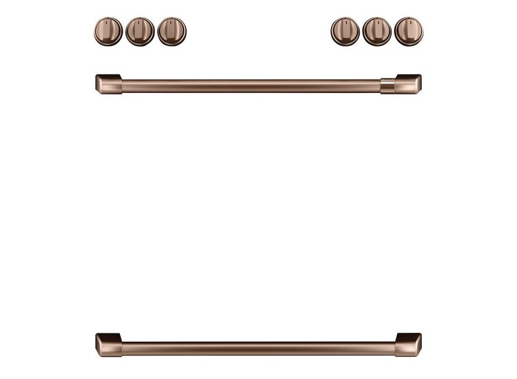 Cafe Brushed Copper Front Control Gas Knobs And Handles