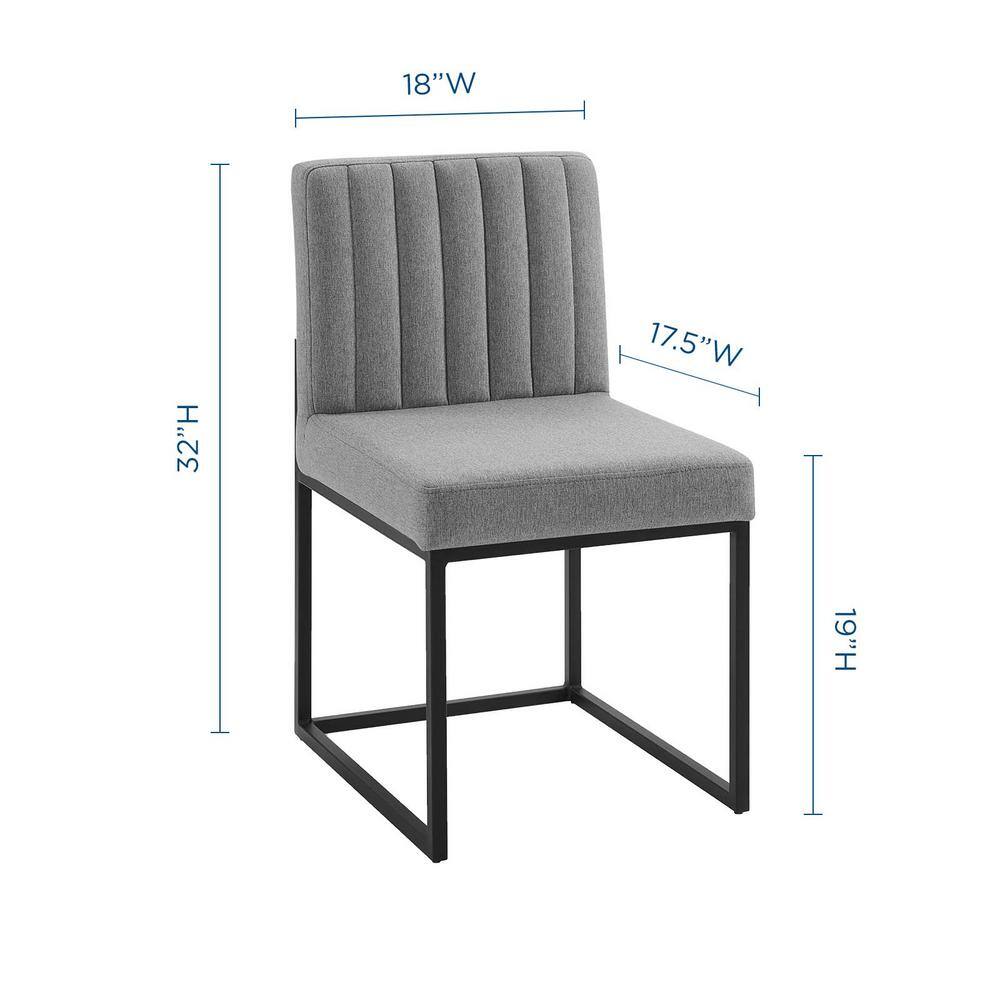 MODWAY Black Light Gray Carriage Channel Tufted Sled Base Upholstered Fabric Dining Chair EEI-3807-BLK-LGR