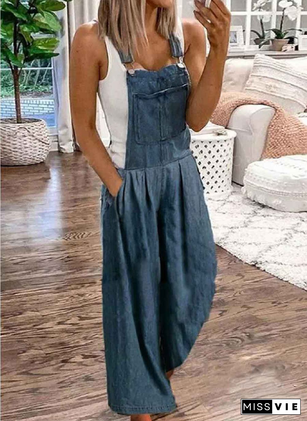 Casual  Fashion Loose Denim Jumpsuit