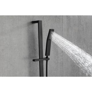 Nestfair 3-Spray Wall Bar Shower Kit with Hand Shower Waterfall Shower Head and 3 Body Sprays in Matte Black DGP040M