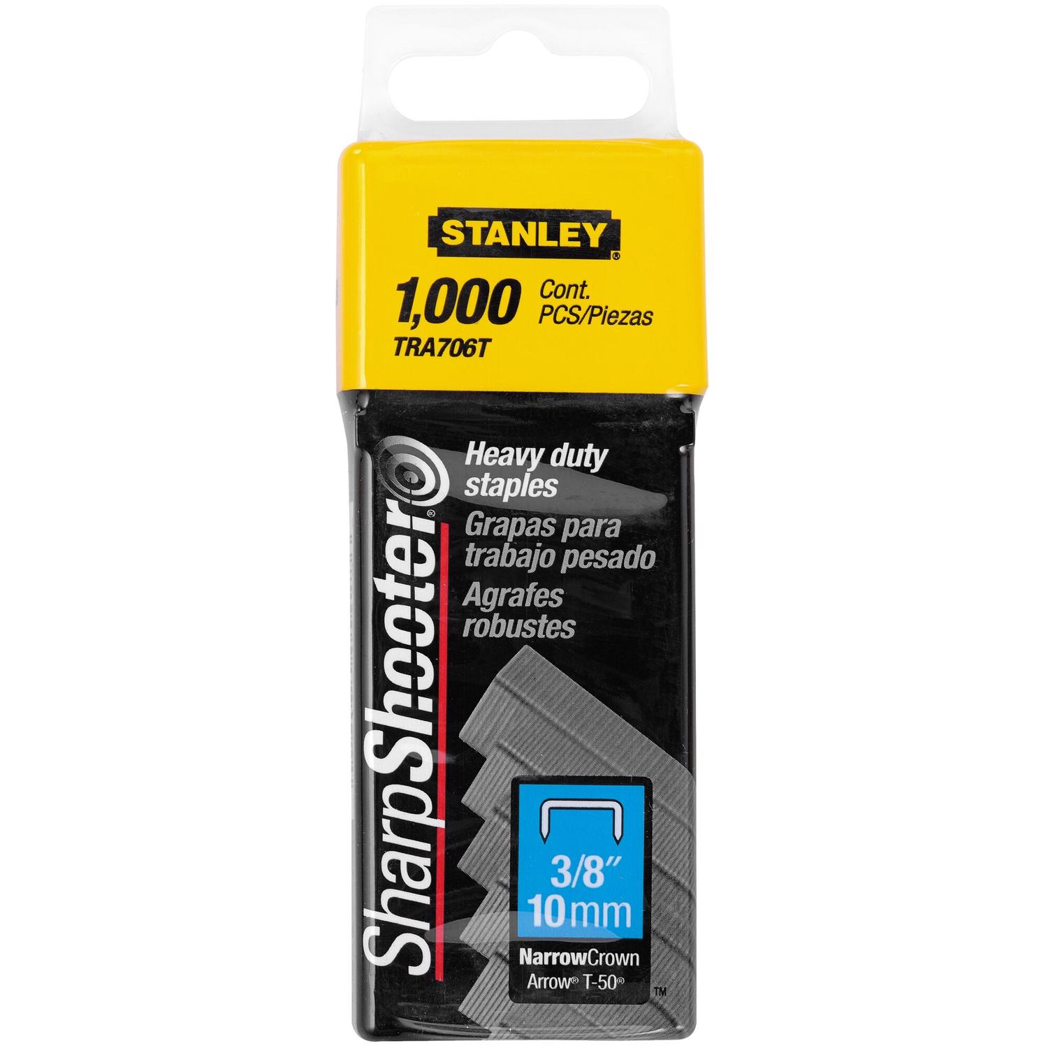 Stanley Sharp Shooter 27/64 in. W X 3/8 in. L Narrow Crown Heavy Duty Staples 1000 pk