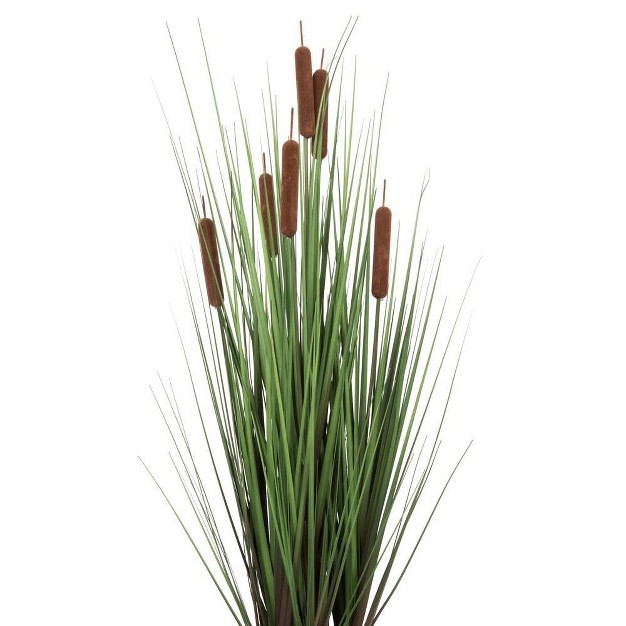 Artificial Grass With 6 Cattails Potted 36 quot Brown Vickerman