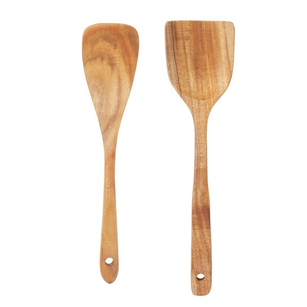 Wood Utensils Set for Cooking， 9 Piece Set Spoons and Spatulas for Kitchen