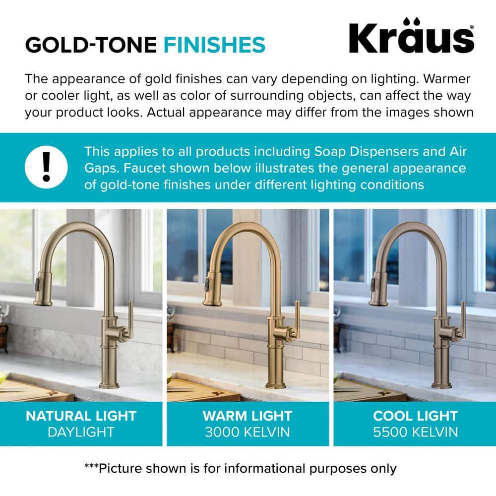 KRAUS Indy Single Handle Bathroom Faucet and Pop Up Drain with Overflow in Brushed Gold