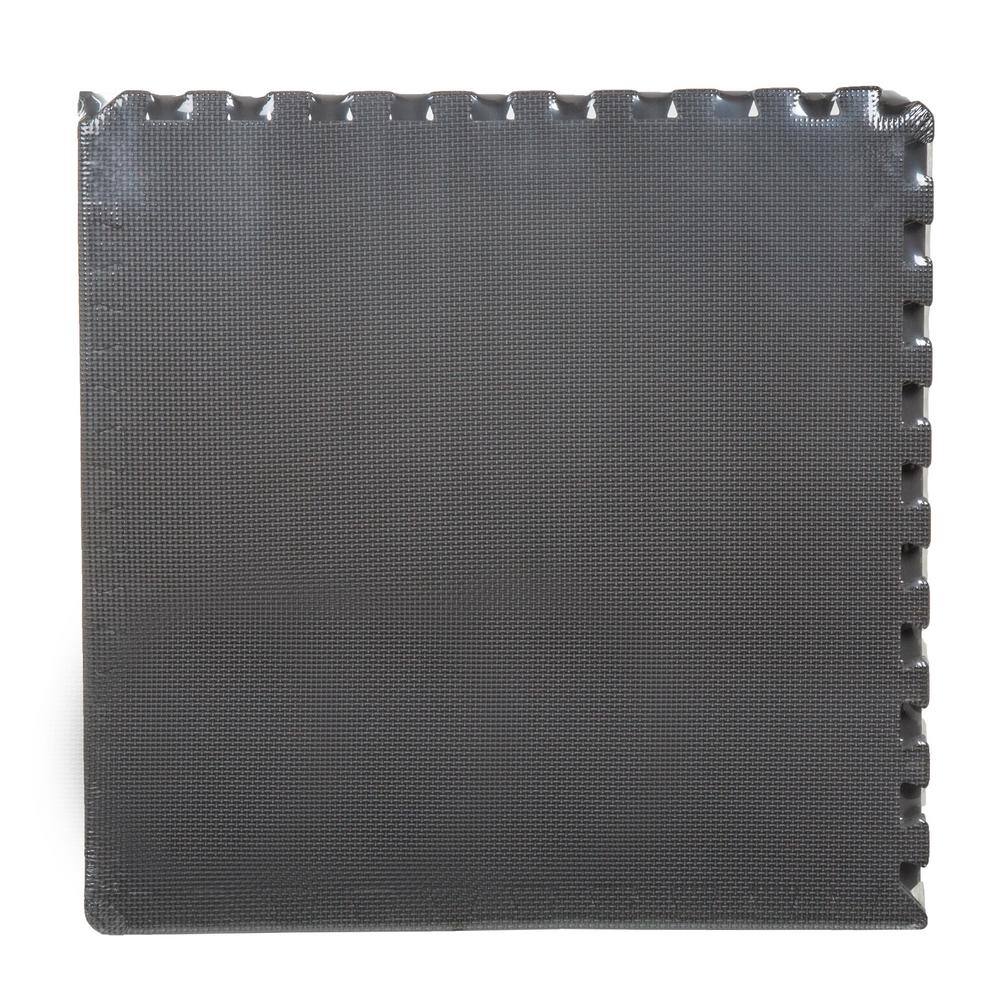 Gray 24 in. W x 24 in. L x 0.375 in. T Foam Interlocking Floor Mat Tiles for Home Gym (24 sq. ft.) (6-Pack) 371725KXH