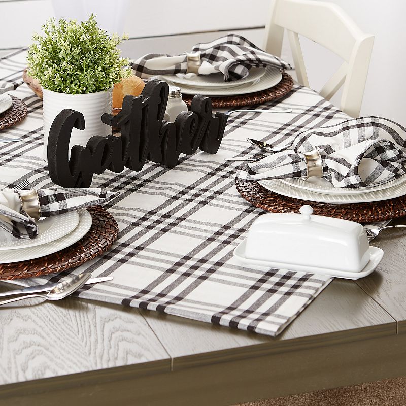 120 Cotton Tablecloth with Black Plaid Design