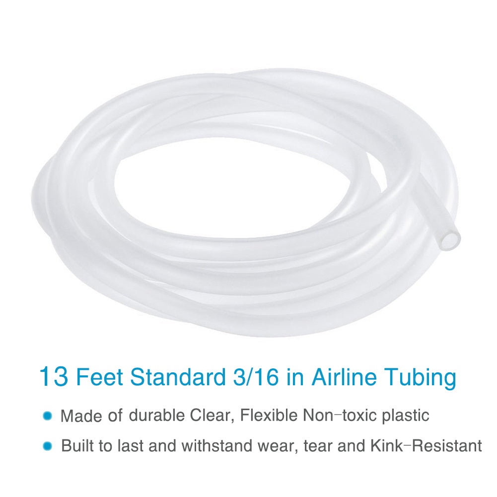 Pawfly 13 Feet Airline Tubing Standard Aquarium Air Pump Accessories with Check Valves， Suction Cups and Connectors