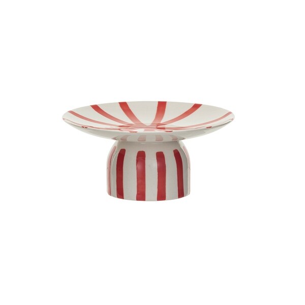 HandPainted Stoneware Pedestal with Stripes