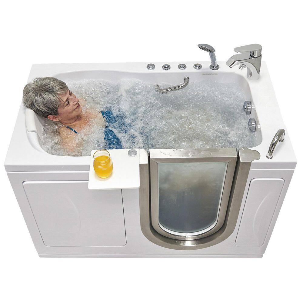 Ella Elite 52 in. Acrylic Walk-In Whirlpool and Air Bath Bathtub in White RH Door Fast Fill Faucet Heated Seat Dual Drain H931082P